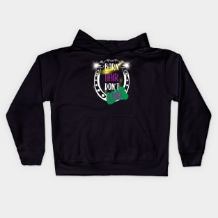 Barn Hair Don't Care Shirt Horse Shirt - Green & Purple and Shining Kids Hoodie